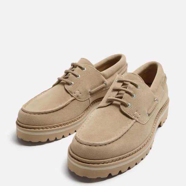 자라 스플릿 스웨이드 데크 슈즈