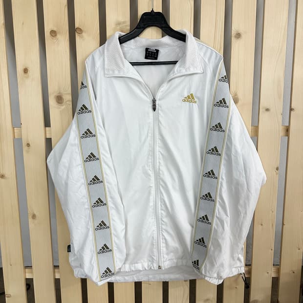 (L) 아디다스 사이드로고 화이트 바람막이 자켓