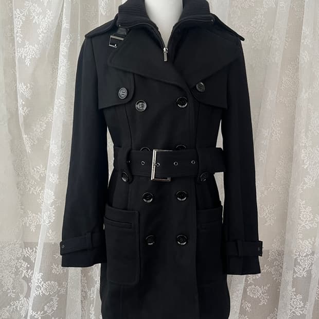 4) 캘빈클라인 울 하프 코트 블랙