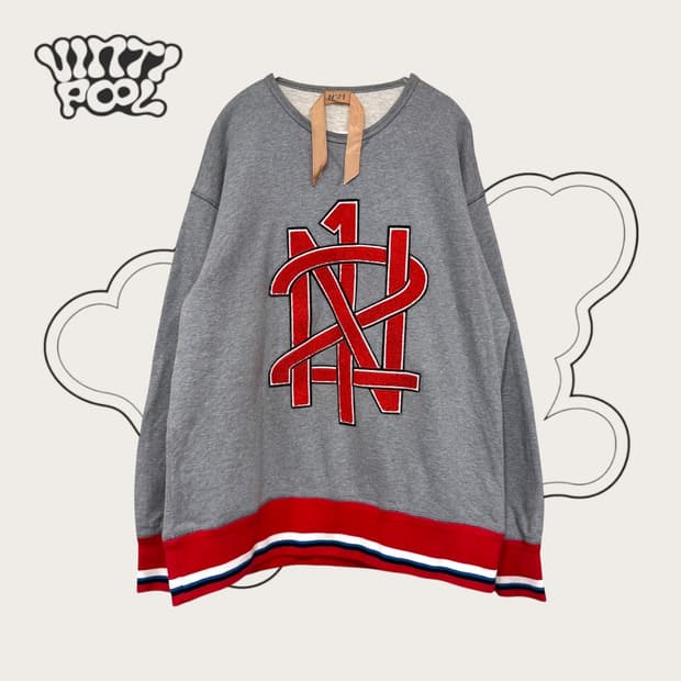 누메로벤투노 N21 넘버21 로고 니팅 맨투맨 그레이 42