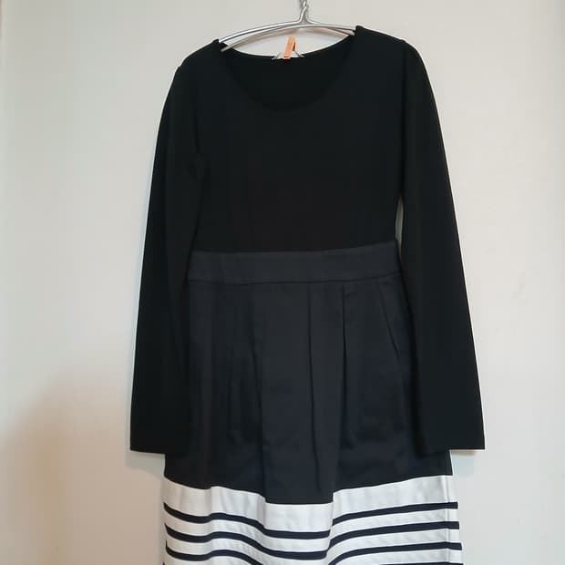 배색 플레어 원피스 코튼 드레스 스트라이프 포인트 홀복 데이트룩 하객룩