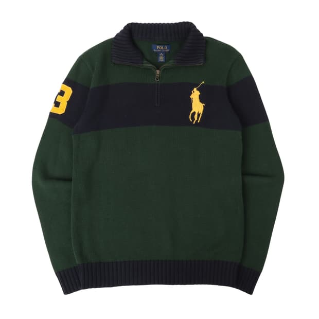 폴로 랄프로렌 빅포니 그린 하프집업 니트