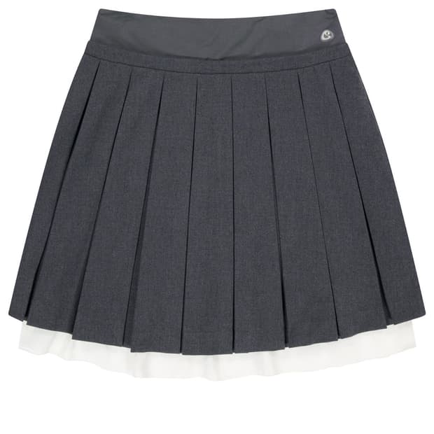DOUBLE WAISTED PLEATS SKIRT GREY