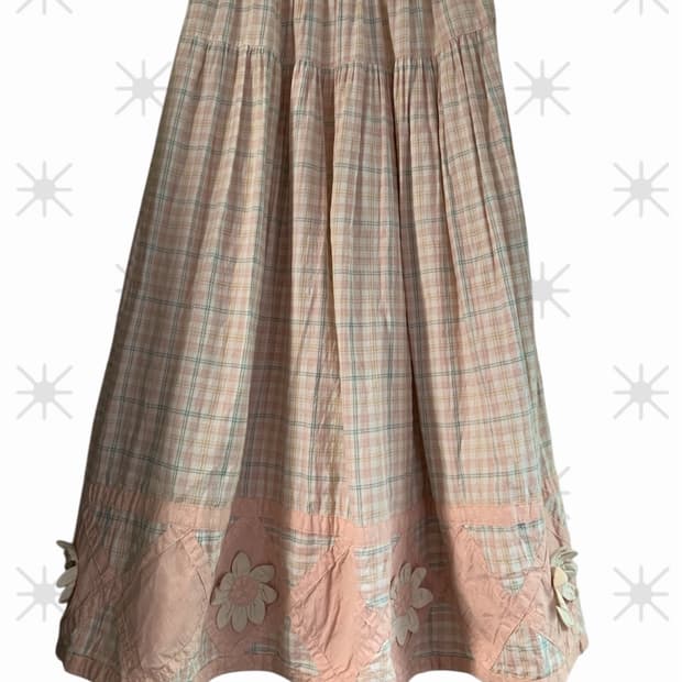 모리걸 하구미 퀼팅꽃장식 롱 스커트