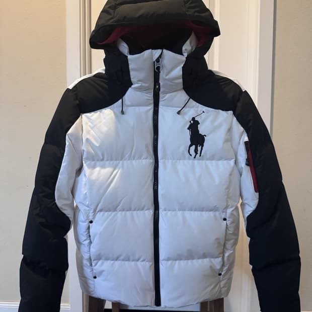 22FW 폴로 랄프 로렌 빅포니 컬러블록 다운 패딩 화이트 블랙