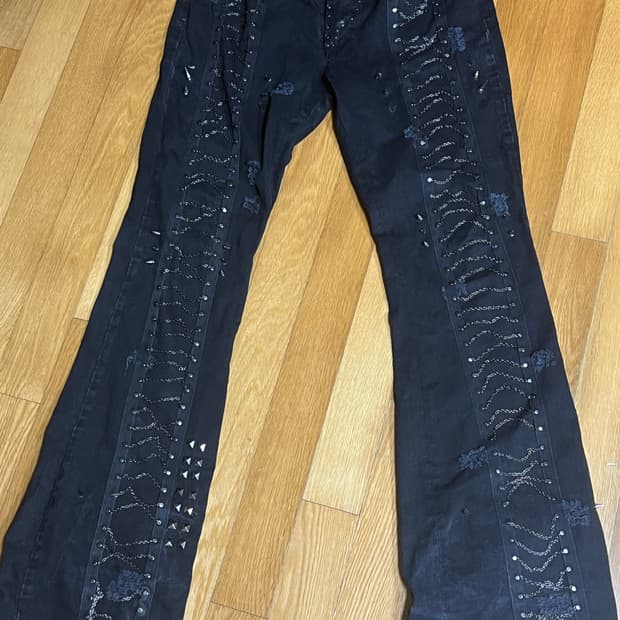Versace chain boot cut cistum denim