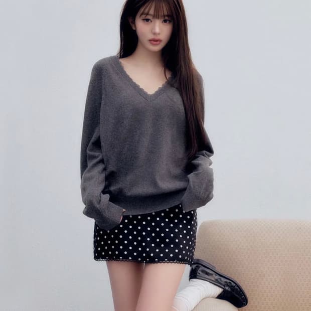 로라로라 DOT MINI SKIRT BLACK
