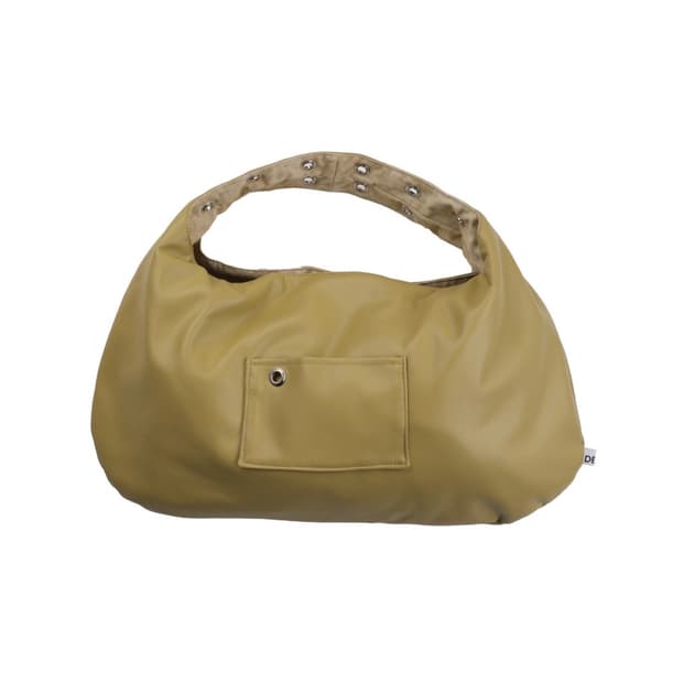 EYELET LEATHER BAG - BUTTER