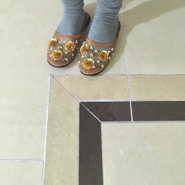 ethnic flower mesh mule 상품이미지1