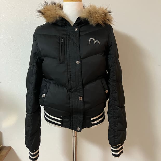 에비수 evisu 블랙 패딩점퍼 y2k 숏패딩