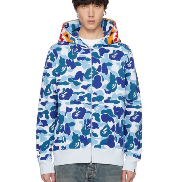베이프 ABC 카모 타이거 후드집업 블루