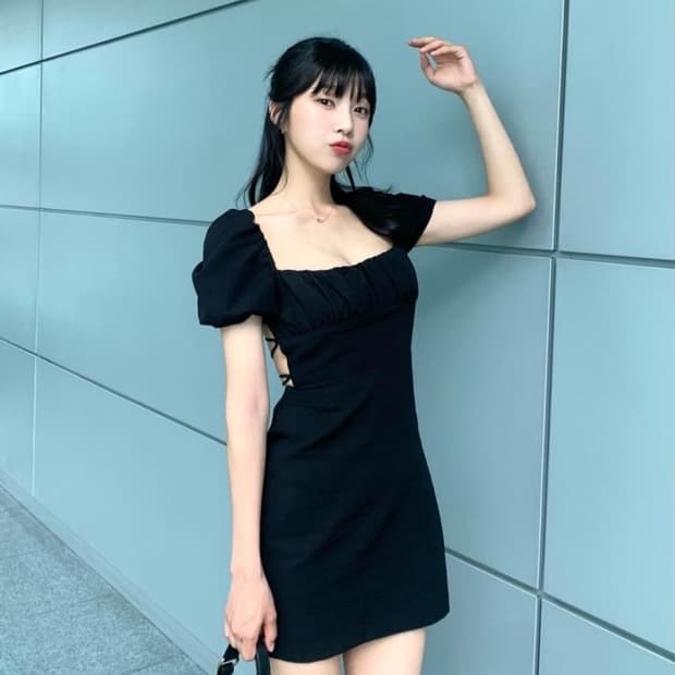 택O 새 상품 조이, 카리나 착용 자라 린넨 원피스 블랙 S