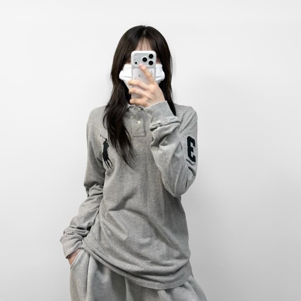 폴로 랄프로렌 빅 포니 자수 카라티 그레이