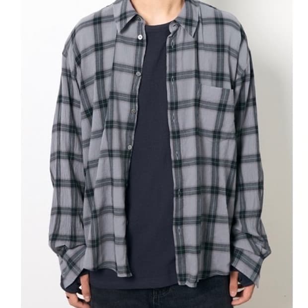 해칭룸 ClassicShirtOverDyedCheck BlueGrey