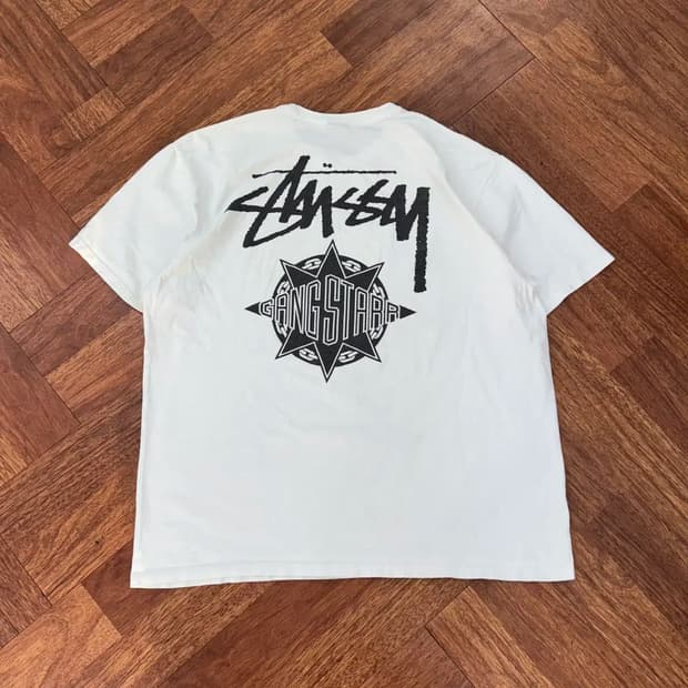 XLStussy 스투시 x 갱 스타 테이크 잇 퍼스널 티셔츠 화이트