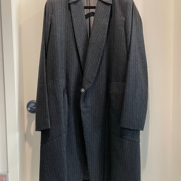 SISE Wool Grey Stripe Gown Coat