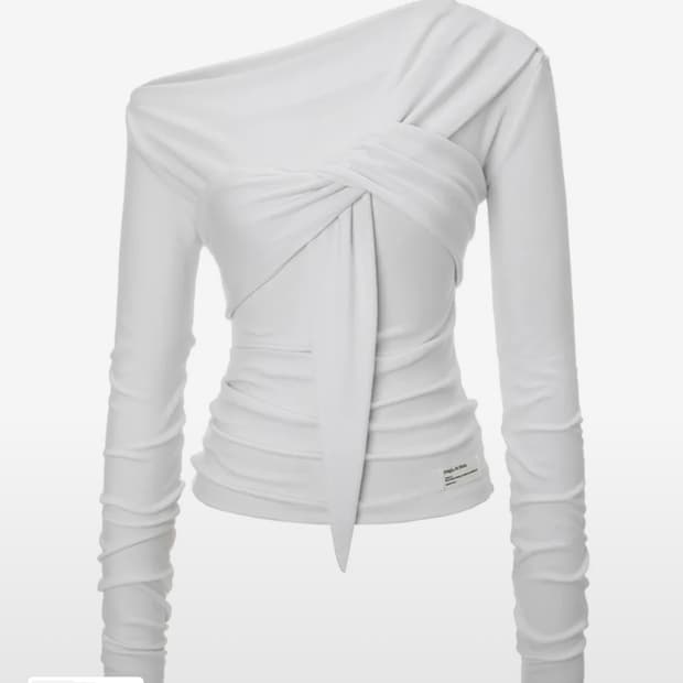 이네기 Drape Flow Tie Long Sleeve (white)