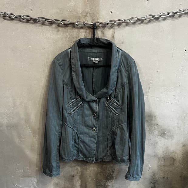 트랜짓 멀티 지퍼 숄칼라 자켓