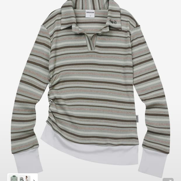 아워세이아워 레이어드 스트라이프 카라티 그린