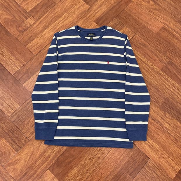 폴로 스트라이프 와플 티