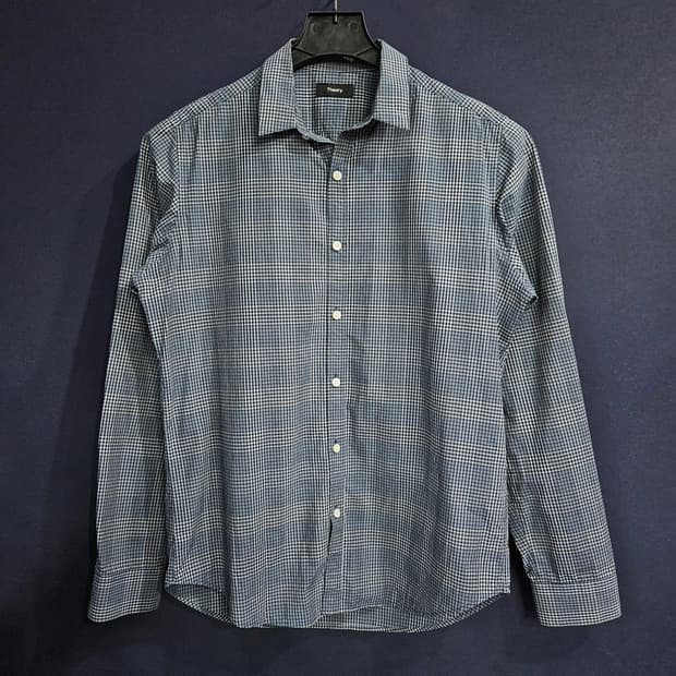 띠어리 스트라이프 체크 남성 슬림핏 100 긴팔셔츠 