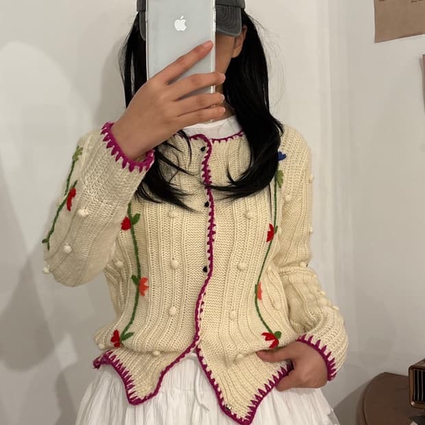 VTG 플라워 니트 가디건