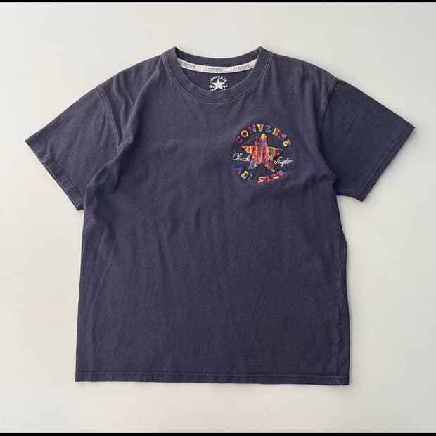 빈티지 컨버스 레인보우 패치 반팔 티셔츠