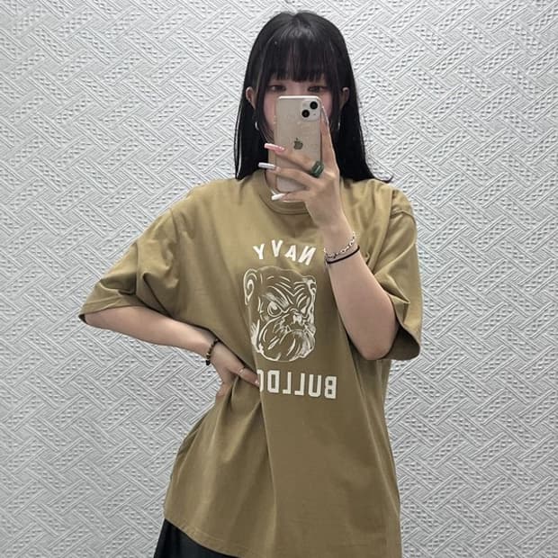 유니폼브릿지 빈티지 스트릿 펑크 불독 프린팅 반팔티 L C13308