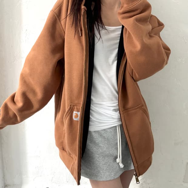 Carhartt 칼하트 브라운컬러 써멀 후드집업