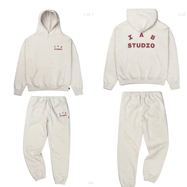 아이앱 스튜디오 오트밀 버건디 스웨트 후드티 스웻팬츠 세트 XL

