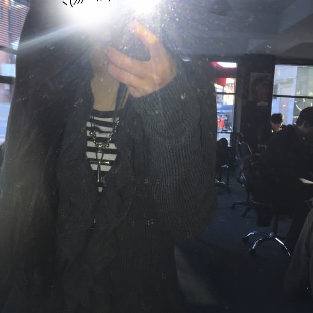 러플 롱 그레이 가디건 