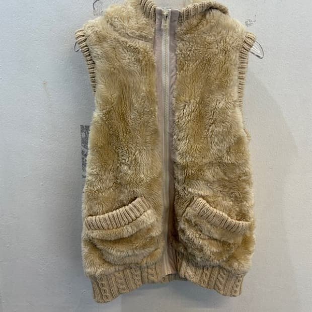 빈티지 퍼 조끼 