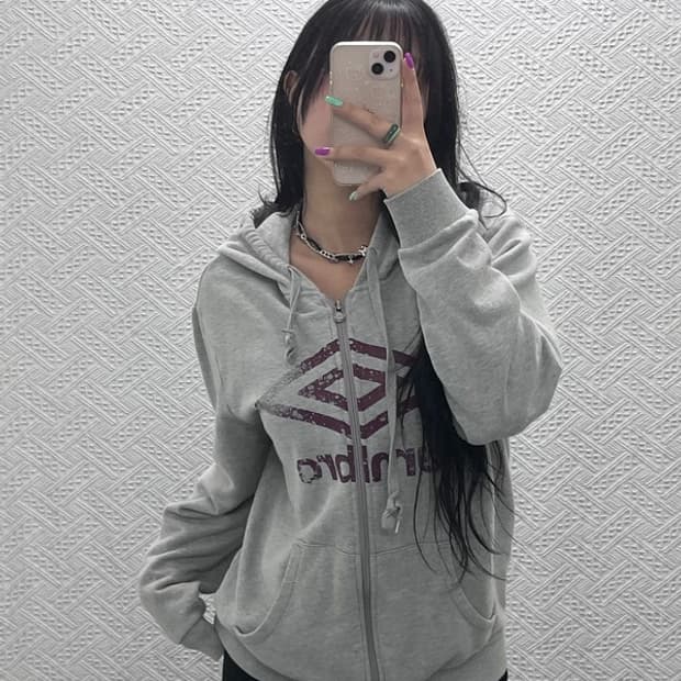 엄브로 올드스쿨 빈티지 에센셜 빅로고 후드 집업 L C07223