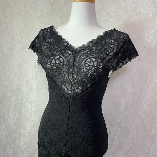 black lace slip dress / gothic lingerie 