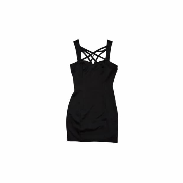 10s GUESS 글램무드 컷아웃 블랙 드레스