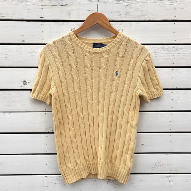 Polo 폴로 케이블 꽈배기 반팔 니트