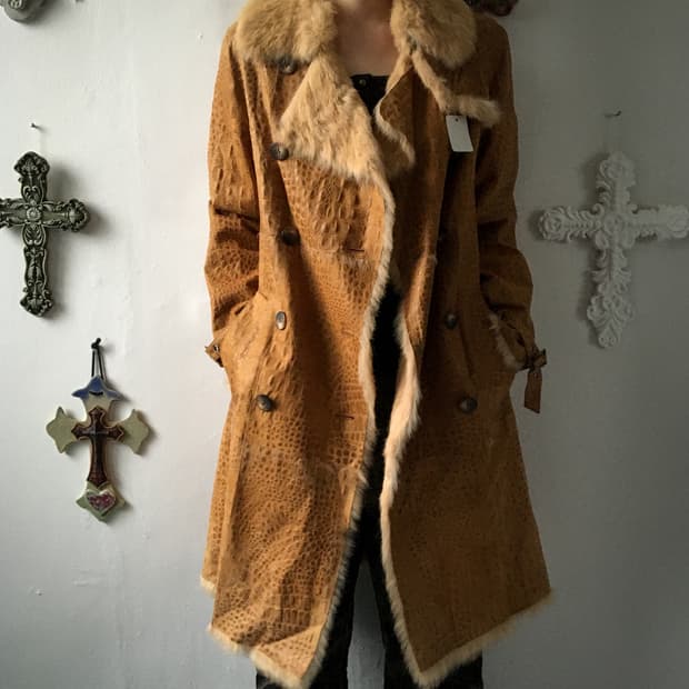 Animal pattern belted coat
