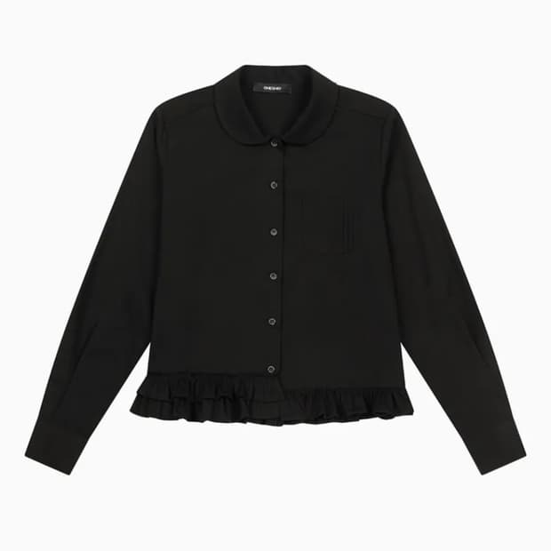 오헤시오 FRILL POCKET BLOUSE, BLACK