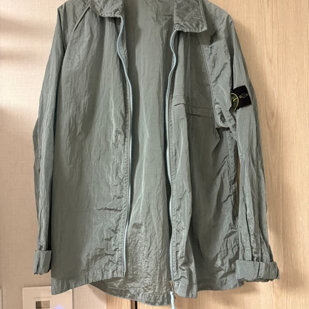스톤 나일론 메탈 가먼트 다이드 패커블 오버셔츠자켓 아쿠아