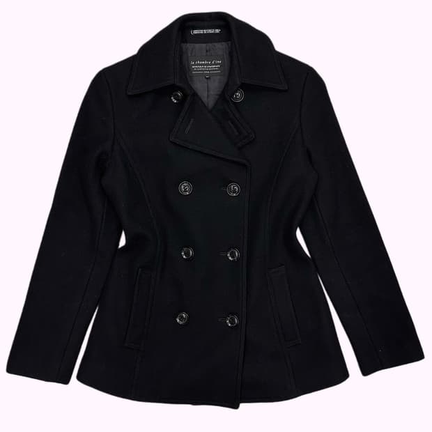 black wool pea coat