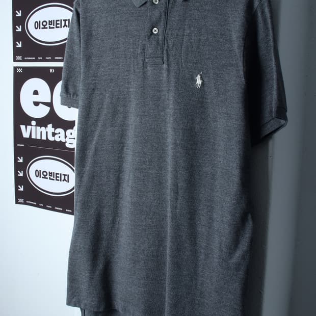 (L-XL) 폴로 랄프로렌 반팔 카라 티셔츠 그레이 무지-H36757