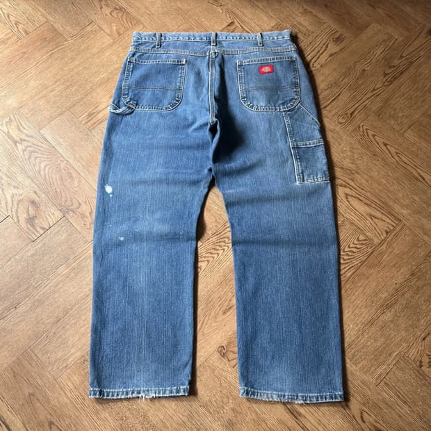 [38]디키즈 USA 미디엄블루 워싱 싱글니 카펜터 워크 데님 팬츠