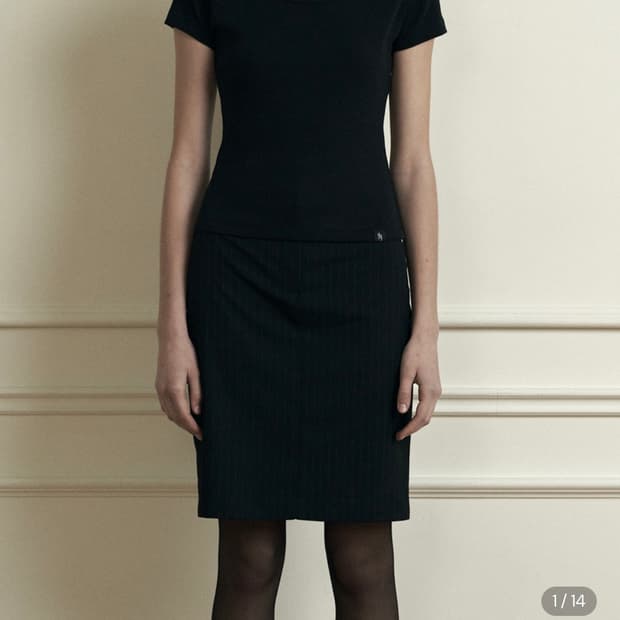 시너진 플레인 립 쇼트 슬리브 블랙