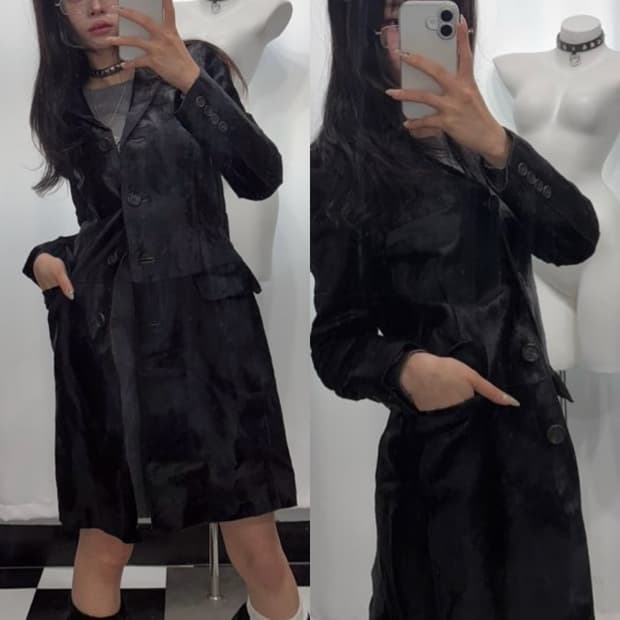 🎸블랙 캐프스킨 털 코트🎸