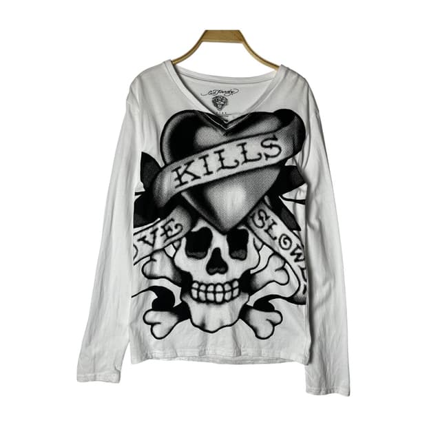 [Ed Hardy] 에드하디 스컬 브이넥 롱슬리브