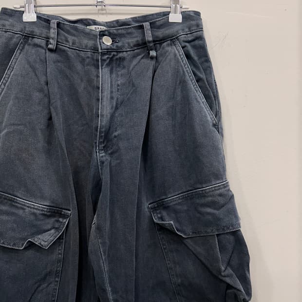 SPACE 와이드핏 절개 피그먼트 코튼 카고팬츠