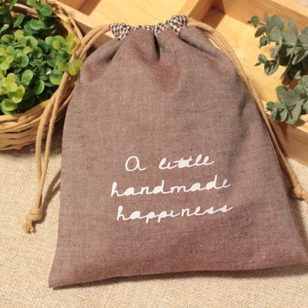 핸드메이드 브라운 스트링 파우치