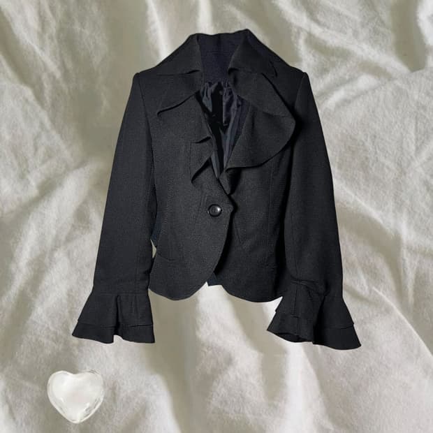 JPN . 재팬 원버튼 프릴 블레이저