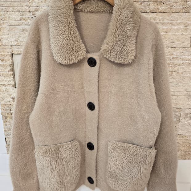 앙고라느낌 퍼 자켓 베이지