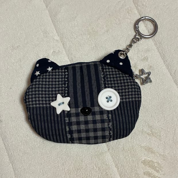 CAT CHECK POUCH KEYRING NAVY